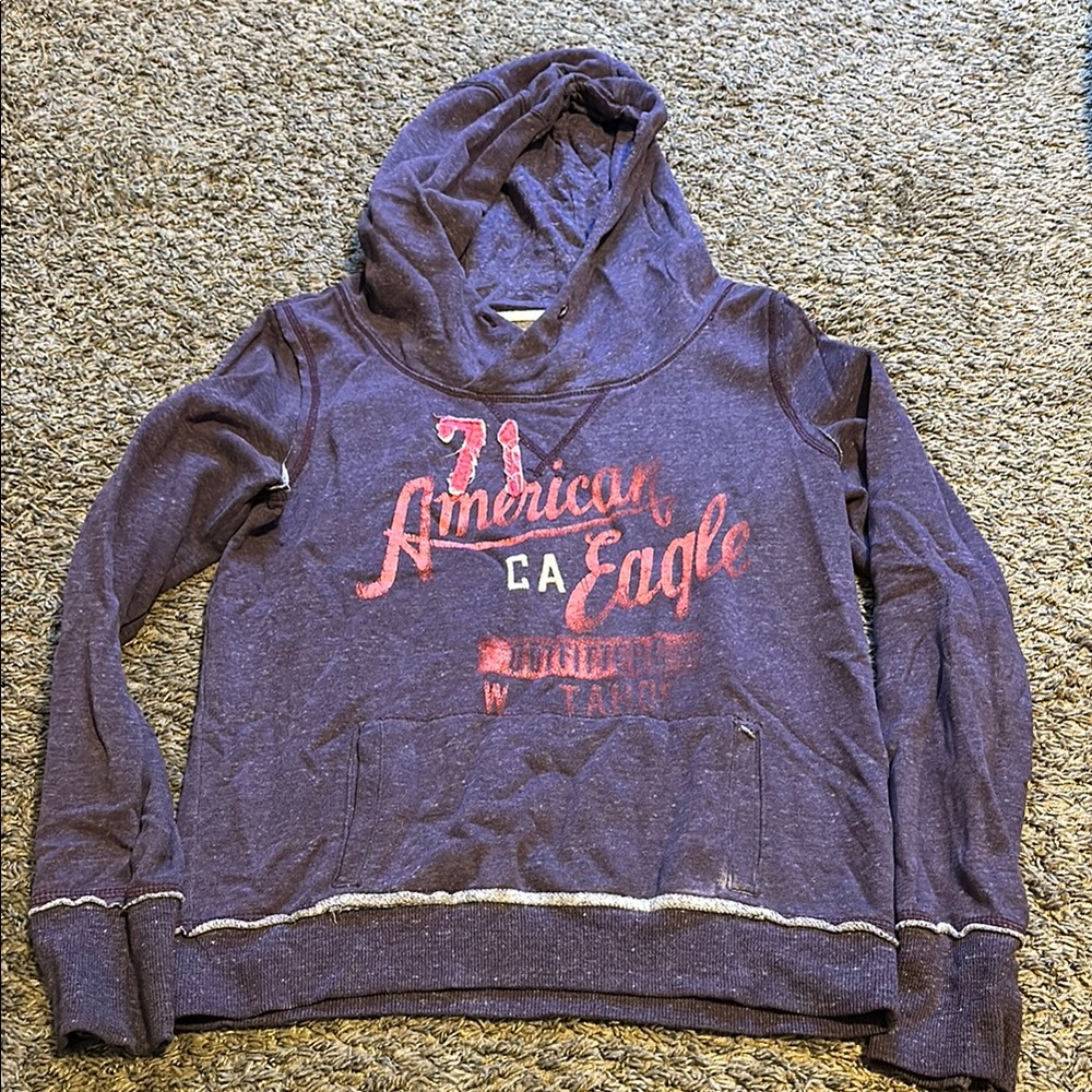 American Eagle Outfitters Women's Purple Hoodie Sweater
